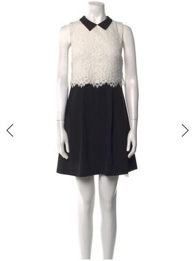 Alice + Olivia White Lace Dress with Black Collar